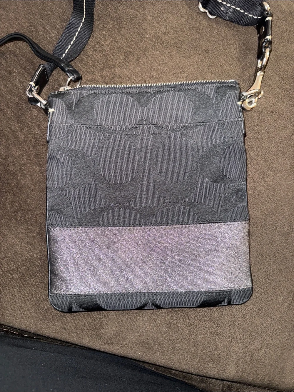 Coach Black Crossbody with Iridescent Stripe